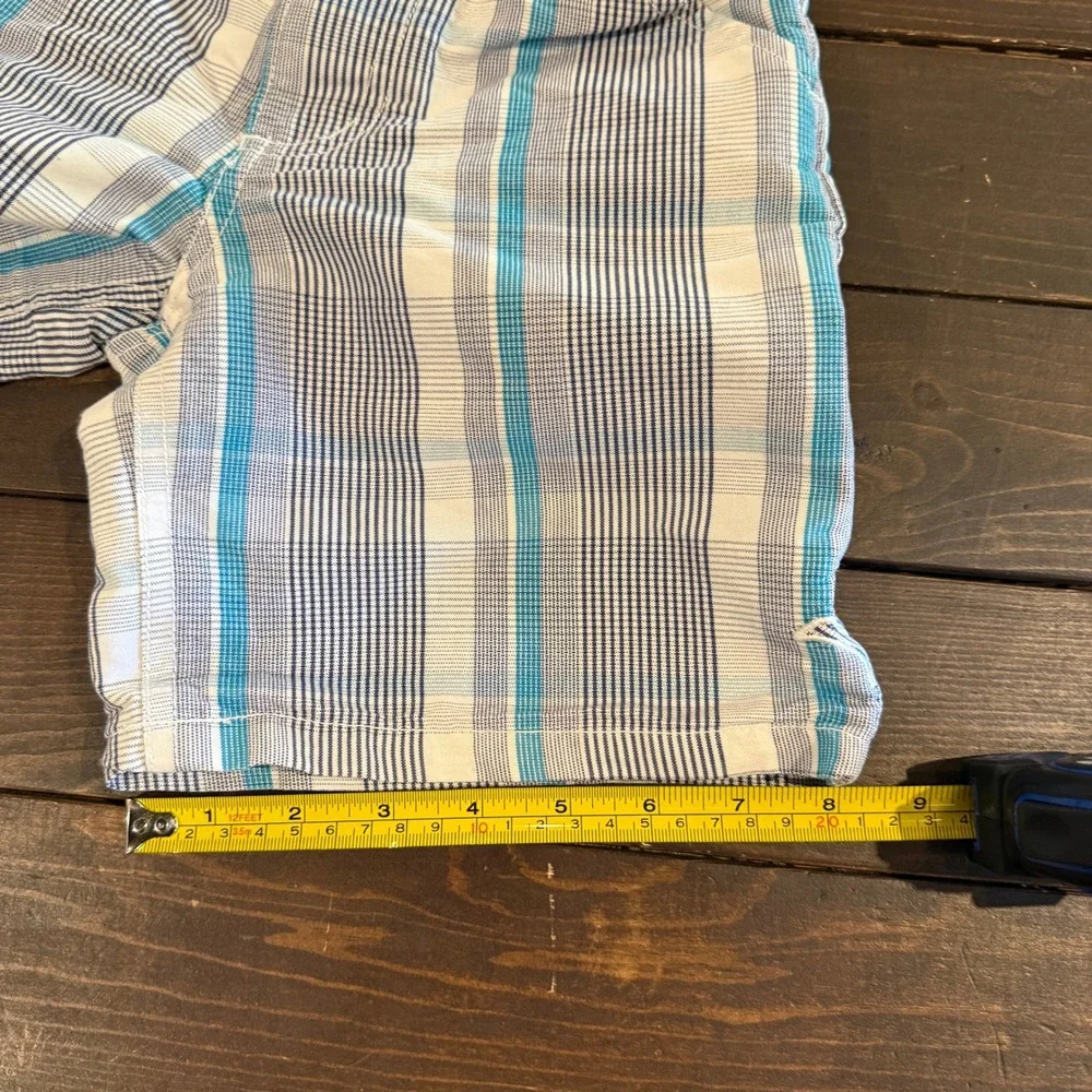Hurley Boys Blue Teal White Plaid Chino Shorts Size 4T Elastic Back Summer
